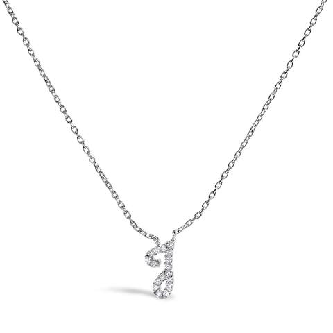 10K Gold Diamond Accent  A-Z Initial Script Style Pendant Necklace