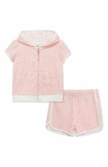 Little Me Gingham Swim Cover-Up Hoodie & Shorts Set