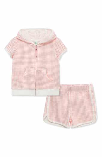 Little Me Gingham Swim Cover-Up Hoodie & Shorts Set