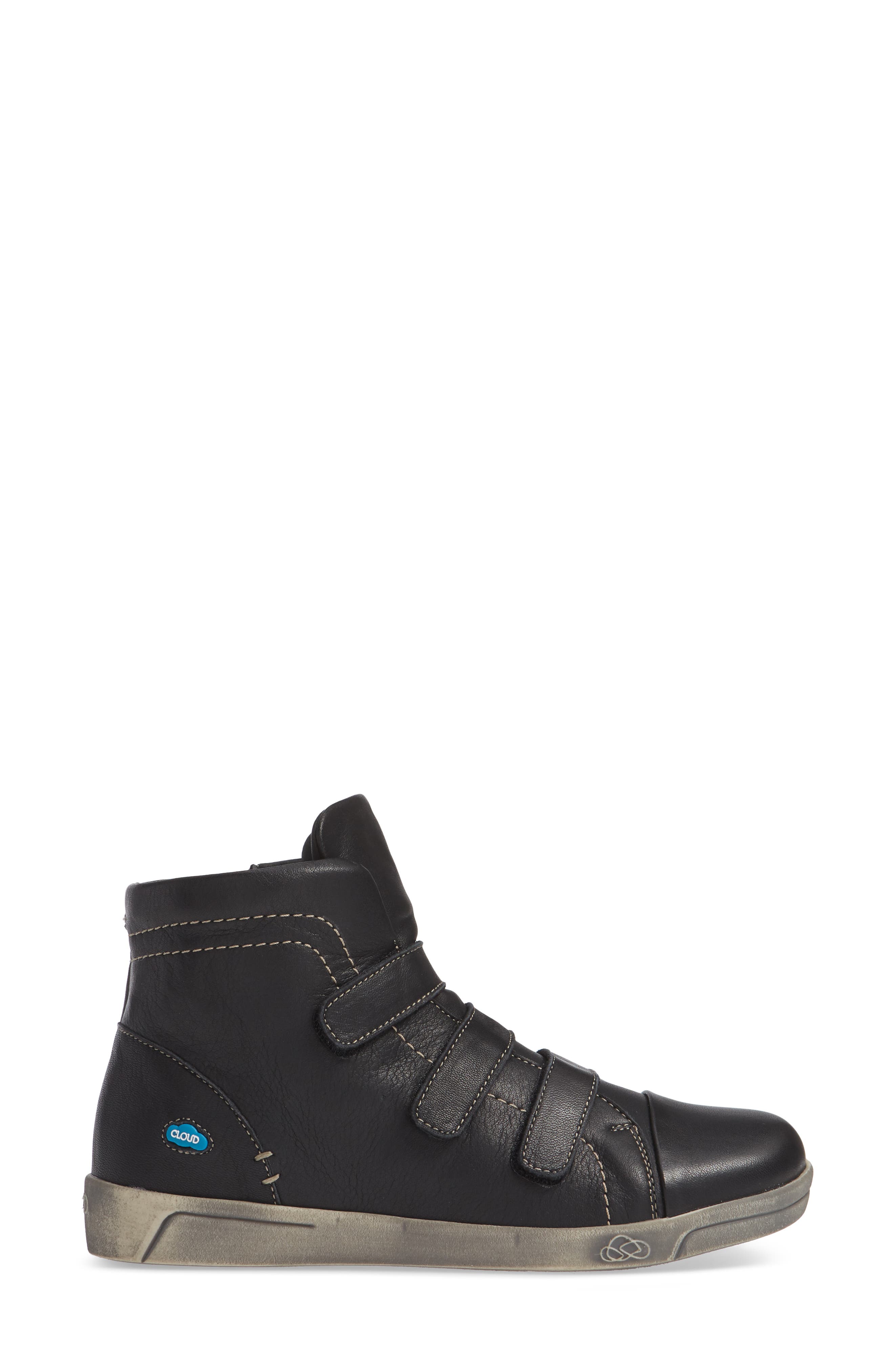 High Top Sneaker, Alternate, color, BLACK LEATHER