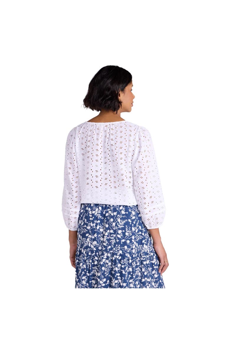 Broderie Lightweight 3/4 Sleeve Casual Shirt, Alternate, color, White