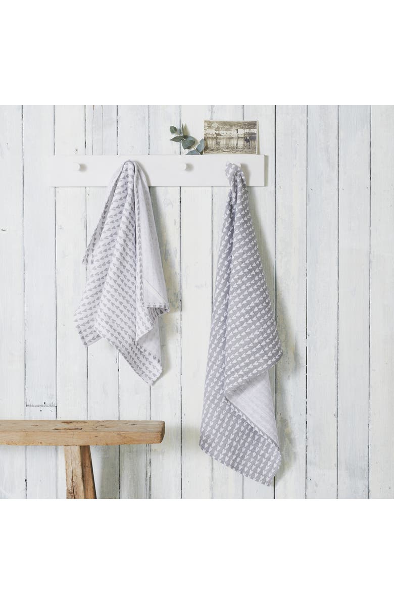 The White Company Set of 2 Heart Print Tea Towels, Main, color, 