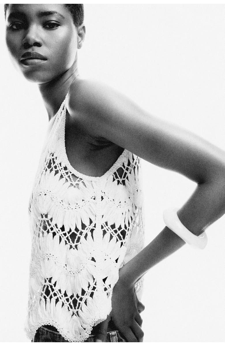 H&M Crochet-look Top, Alternate, color, Ivory