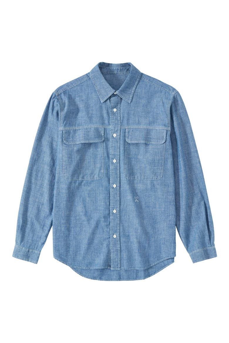 Cotton Button-Up Utility Shirt, Alternate, color, MID BLUE