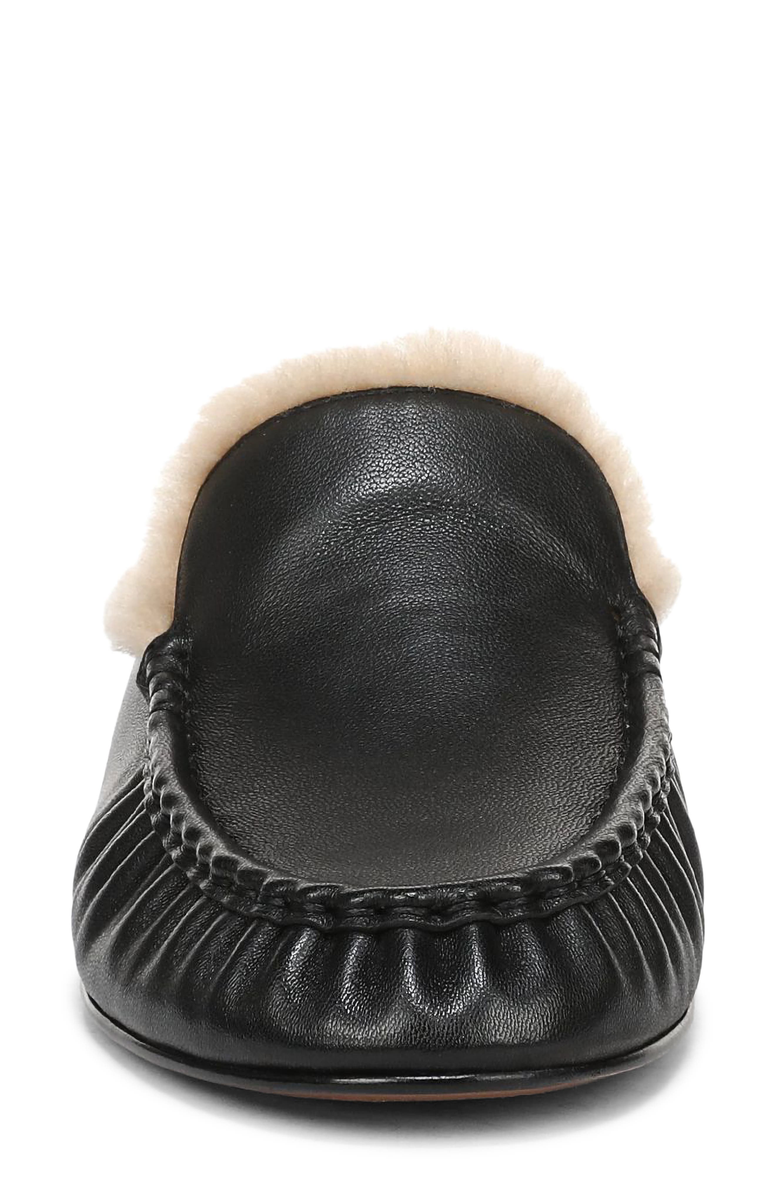 Tevin Genuine Shearling Mule, Alternate, color, BLACK NAPPA LEATHER