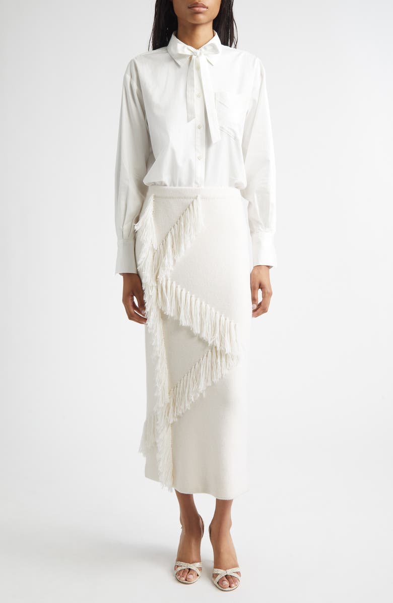 Derek Lam 10 Crosby Edeline Cotton Button-Up Shirt with Tie, Main, color, White