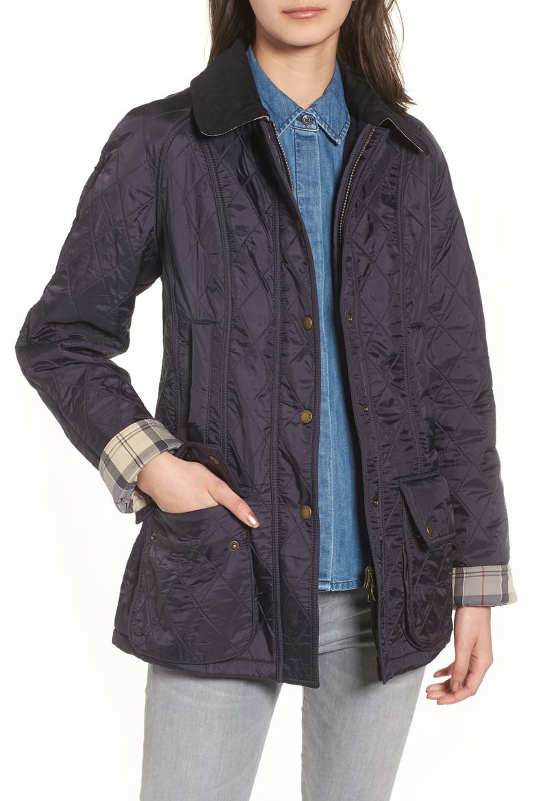 Beadnell Fleece Lined Quilted Jacket, Main, color, NAVY/NAVY