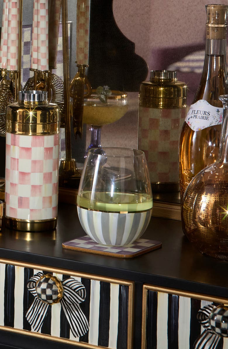 MACKENZIE CHILDS Sterling Stripe Stemless Wine Glass, Alternate, color, Sterling