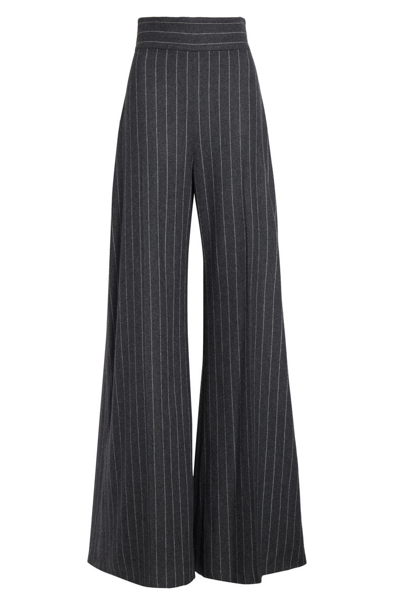 Carolina Herrera Diane Pinstripe Wool Blend Wide Leg Pants, Alternate, color, Charcoal Grey
