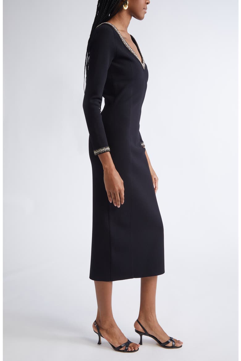 Imani Braided Trim Knit Midi Dress, Alternate, color, BLACK/ GOLD