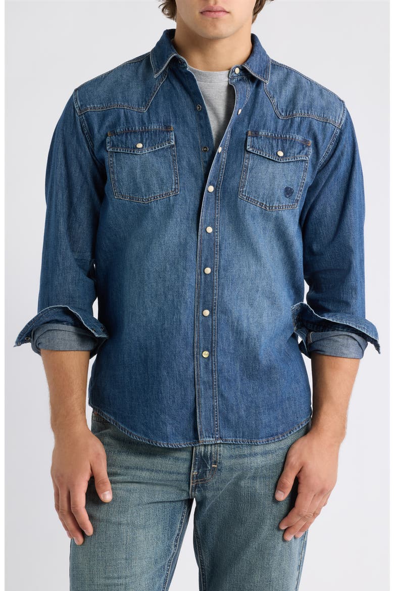 Retro Fit Denim Shirt, Alternate, color, STONE WASH