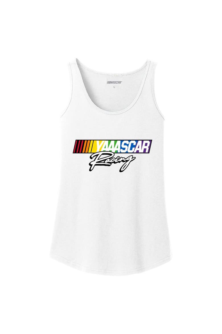 Women's Checkered Flag Sports White NASCAR Logo Pride Tank Top, Alternate, color, White