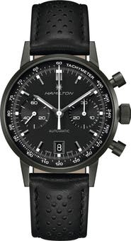 Hamilton American Classic Intramatic Leather Strap Watch, 40mm