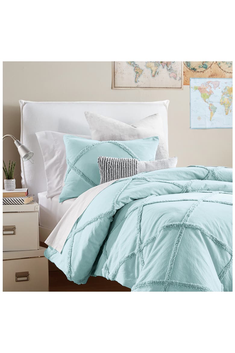 Chenille Lattice Comforter & Sham Set, Alternate, color, AQUA