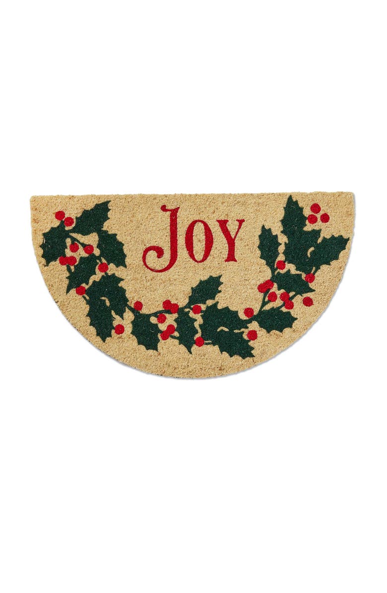 tag Joy Shaped PVC Coir Door Mat Natural Doormat for Christmas, Main, color, Green