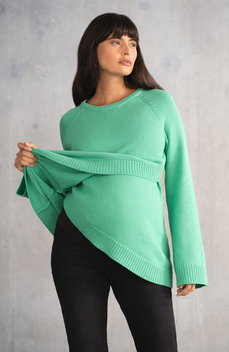 Seraphine Crossover Cotton Maternity/Nursing Sweater, Alternate, color,