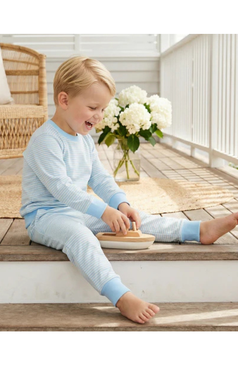 Motette Seaside Stripe Little Lounger Sweatsuit, Alternate, color, Soft Blue And White Stripes