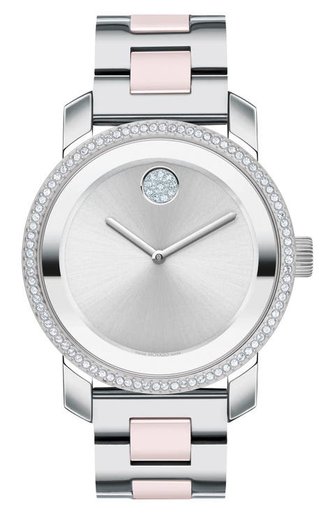 Bold Iconic Crystal Bracelet Strap Watch, 36.3mm