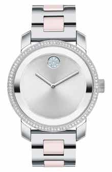 Movado Bold Iconic Crystal Bracelet Strap Watch, 36.3mm