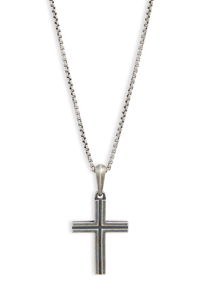 Men's Cross Pendant Necklace, Main, color, SILVER