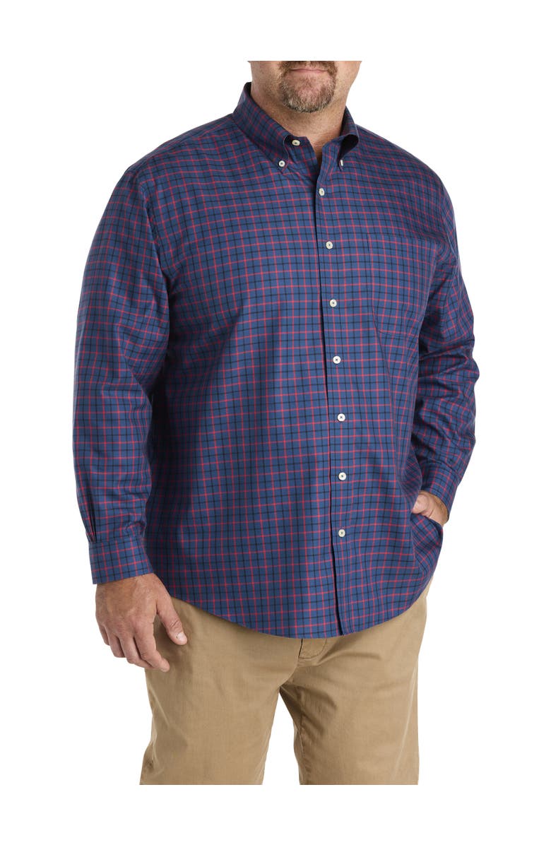 Brooks Brothers Big & Tall Non-Iron Windowpane Sport Shirt, Main, color, Blue Red