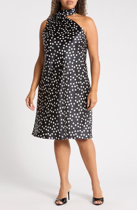 One-Shoulder Polka Dot Dress