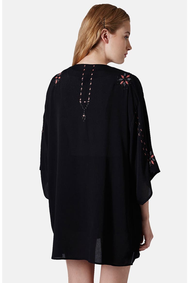 Embroidered Kimono Jacket, Alternate, color, BLACK
