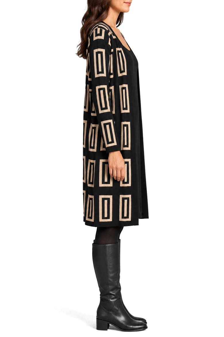 Long Sleeve Twofer Sheath Dress, Alternate, color, BLACK/ TAN PLAID