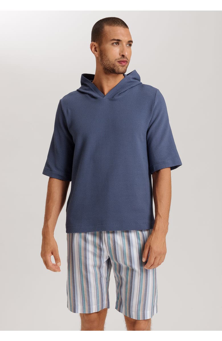 Hanro Smartwear Cotton Hoodie, Alternate, color, Vintage Indigo