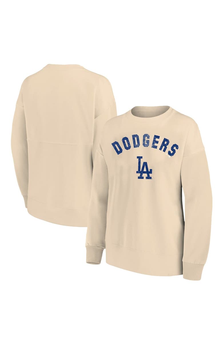 PROFILE Women's Profile Oatmeal Los Angeles Dodgers Plus Size French Terry Pullover Sweatshirt, Alternate, color, Oatmeal