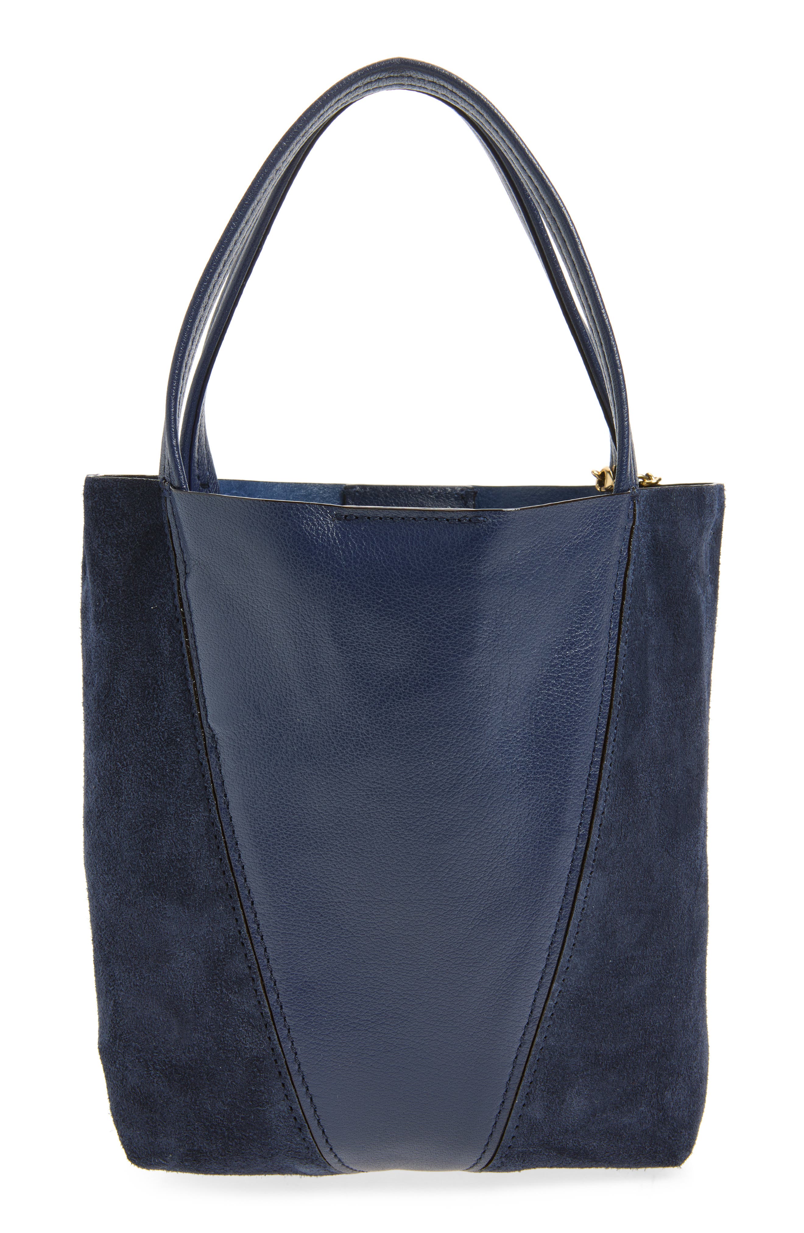 Small Chloé Spin Leather & Suede Tote, Alternate, color, PARISIAN NIGHT
