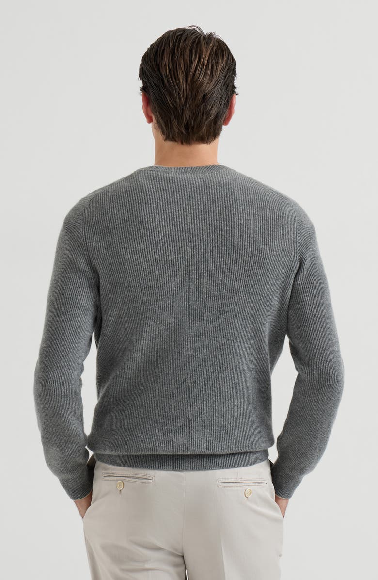 Brunello Cucinelli Cashmere English rib sweater, Alternate, color, Dark Grey