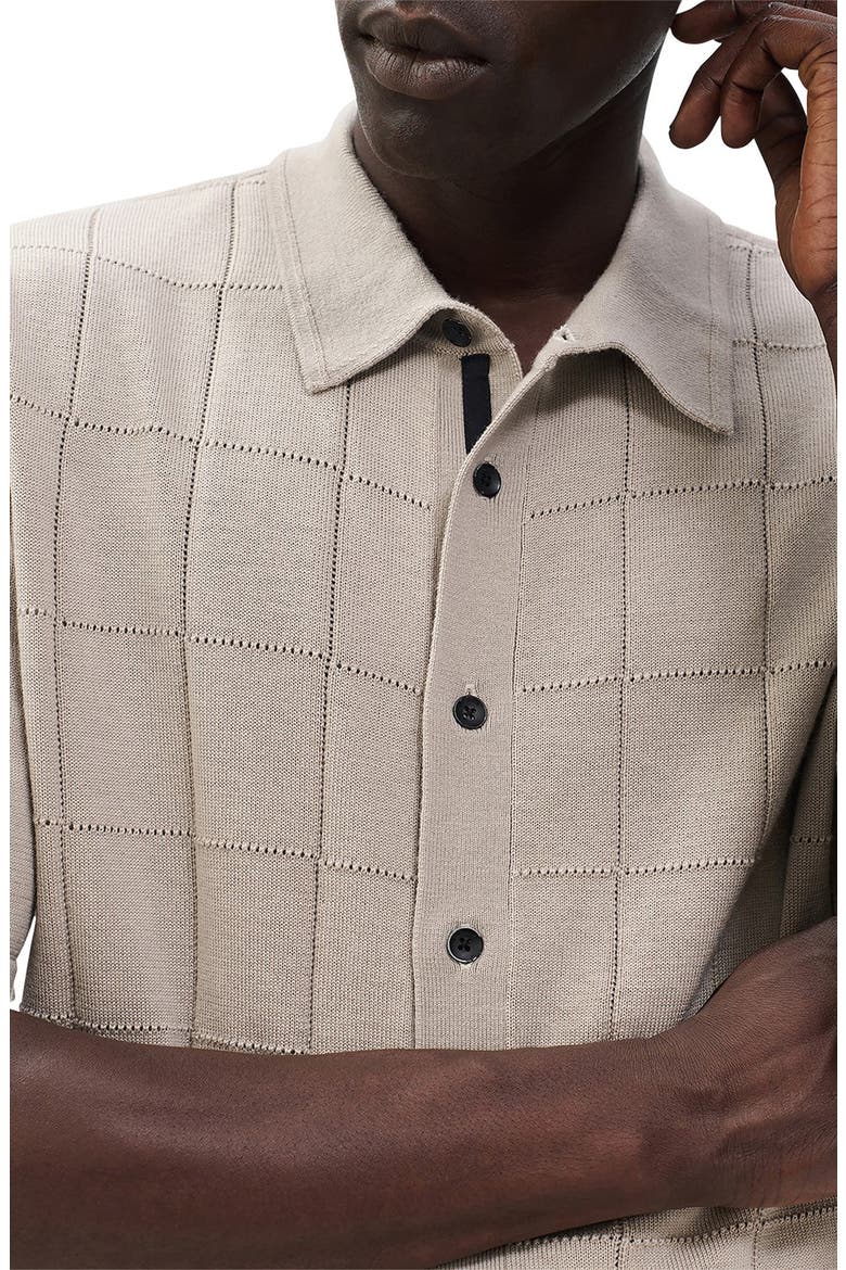 Dalton Wool Blend Short Sleeve Knit Button-Up Shirt, Alternate, color, TAN