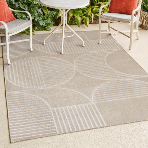 Jonathan Y Nordby High-low Geometric Arch Scandi Striped Indoor/outdoor Area Rug In Beige/cream