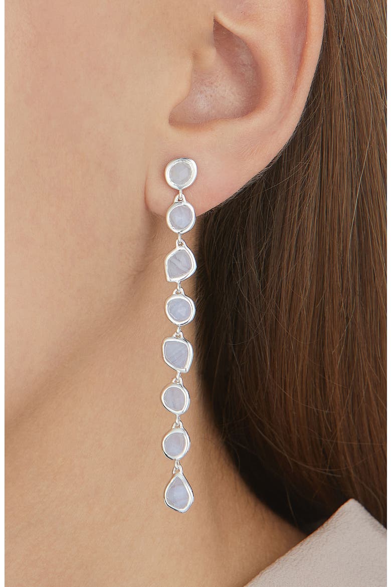 Siren Mini Nugget Earrings, Alternate, color, SILVER/ BLUE LACE AGATE