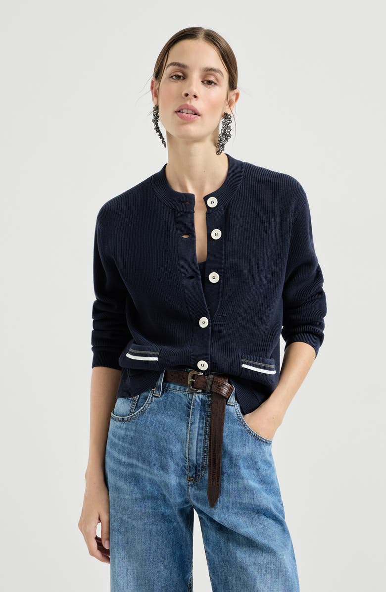 Brunello Cucinelli Cotton cardigan, Alternate, color, Blue