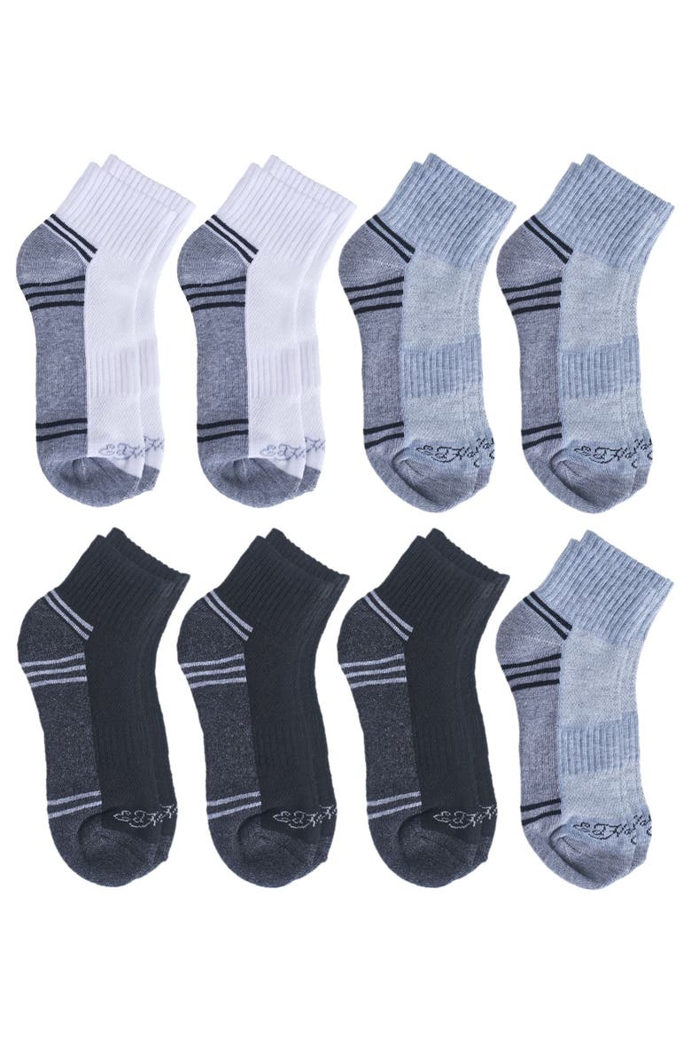Boys Athletic Half Cushion Quarter Sock 8-Pack, Alternate, color, Black White Grey