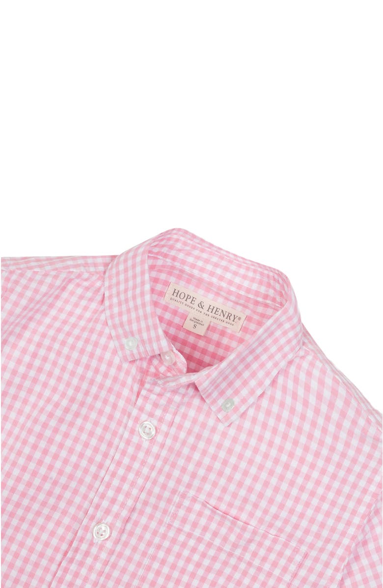 Hope & Henry Baby Boys' Organic Stretch Poplin Shirt, Infant, Alternate, color, Classic Pink Gingham