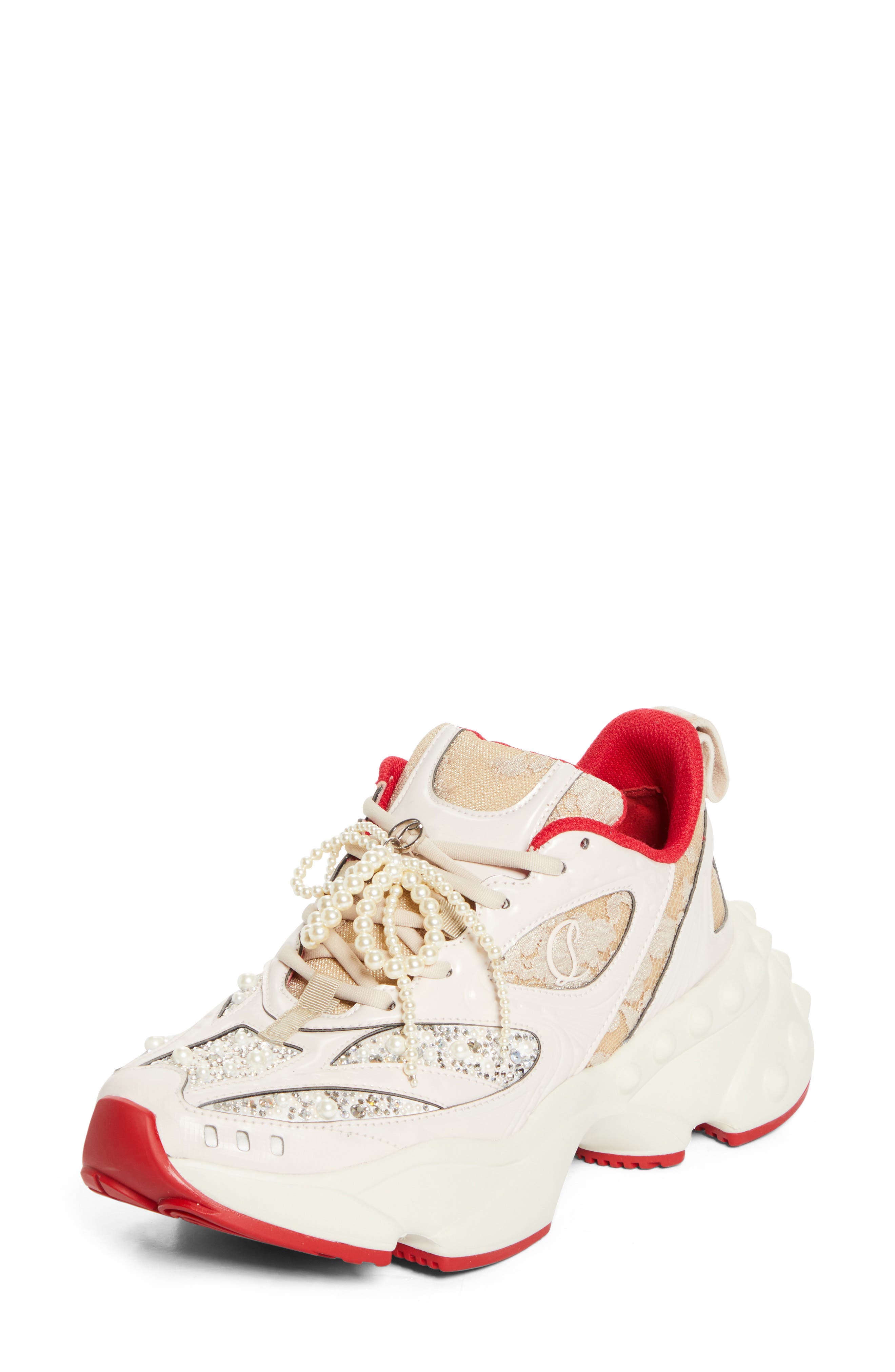 Christian Louboutin So Flo Perla Sneaker, Main, color, Pearl
