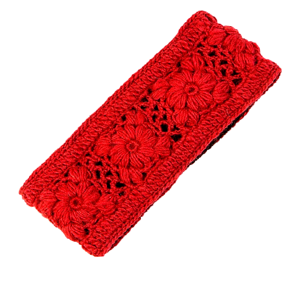 Nirvana Designs Flower Crochet Headband- Solids In Lipstick