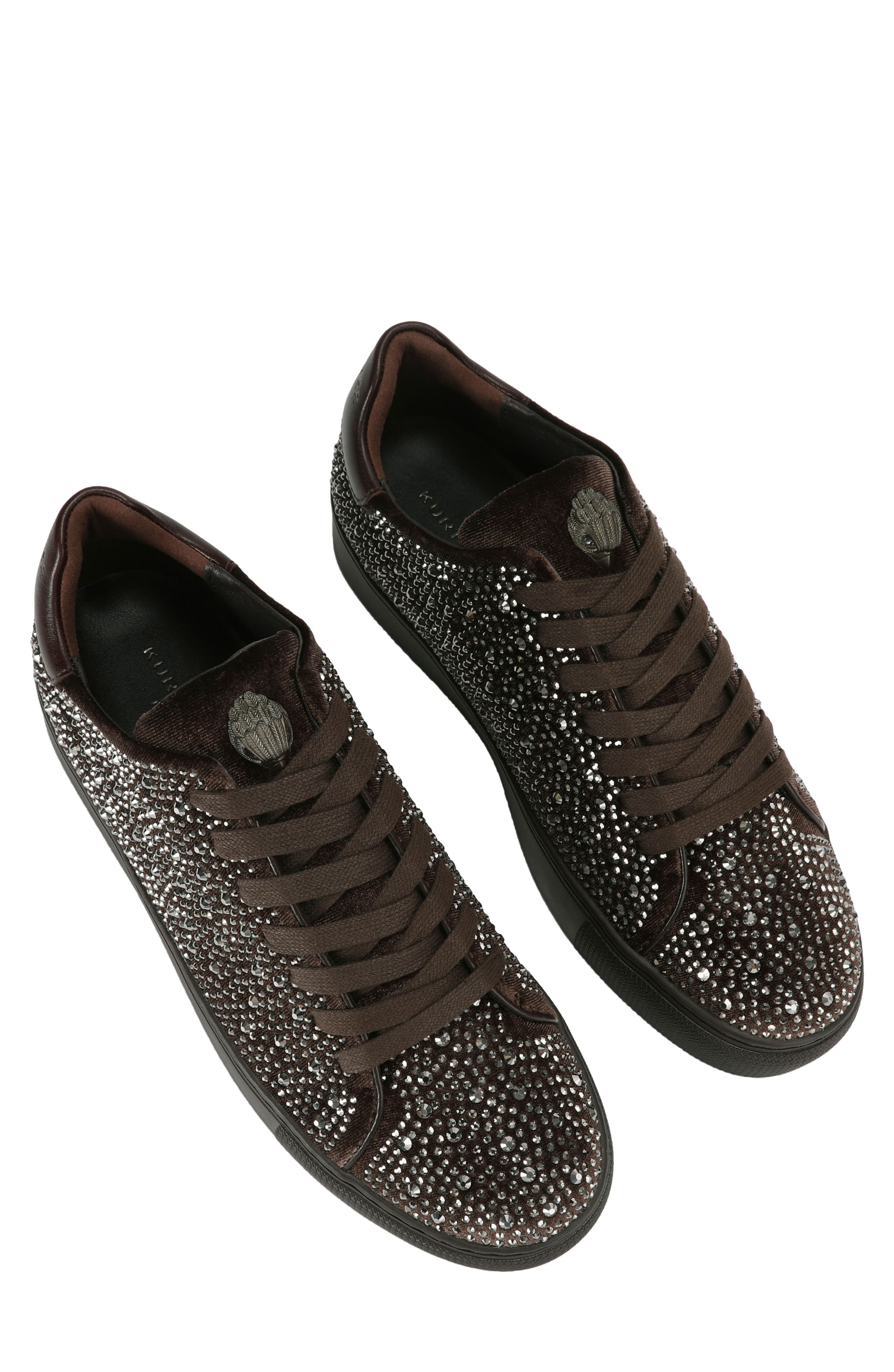 Lennon Crystal Sneaker, Alternate, color, DARK BROWN