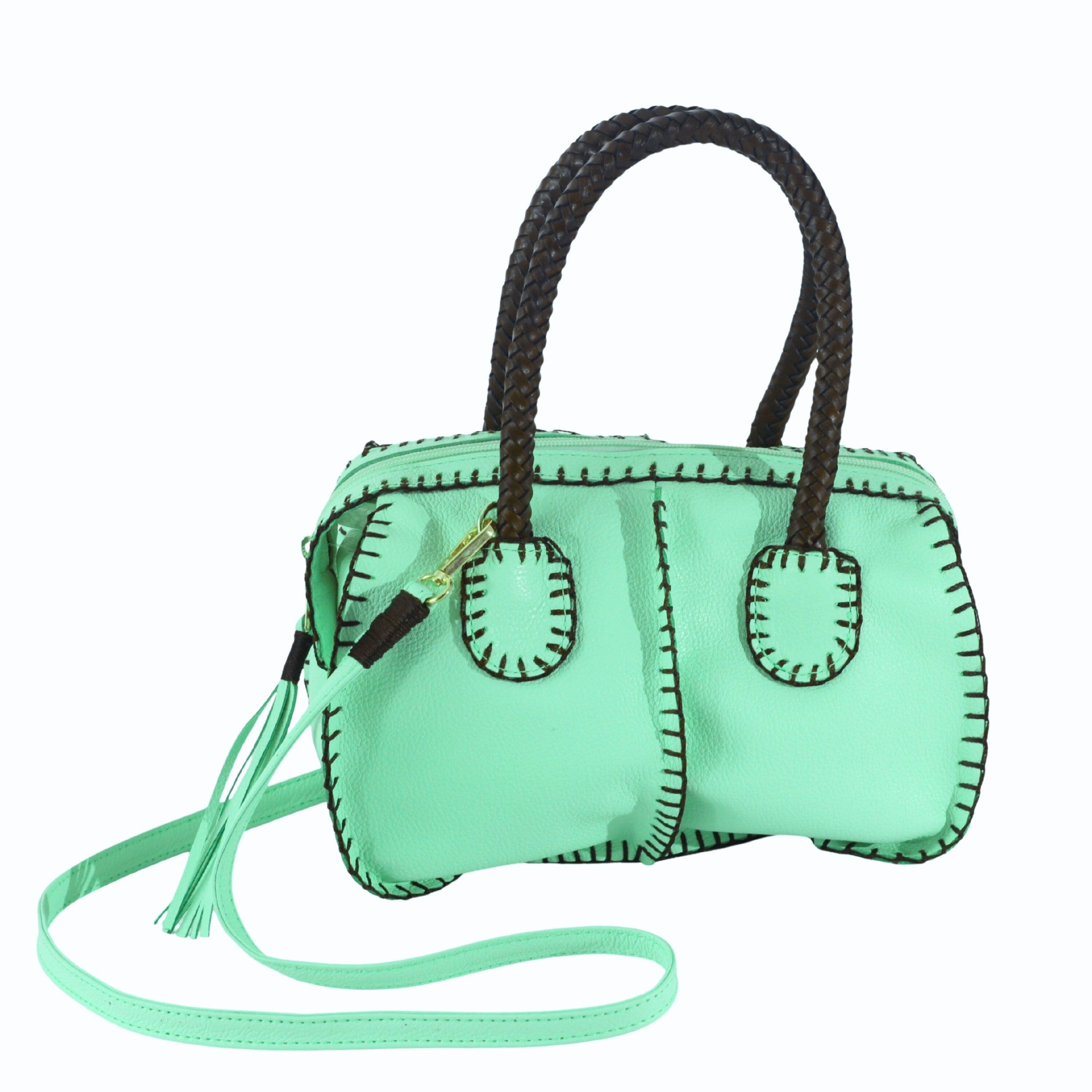 Carlos Falchi Mini Barrel Top Grain Leather Bag, Main, color, Lime