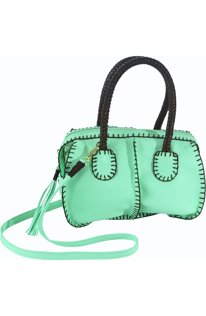Carlos Falchi Mini Barrel Top Grain Leather Bag, Main, color, Lime