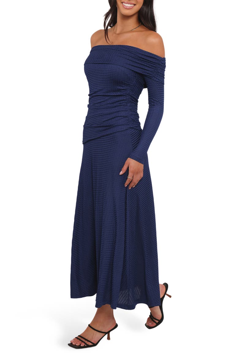 Katiya Off the Shoulder Long Sleeve Dress, Alternate, color, NAVY