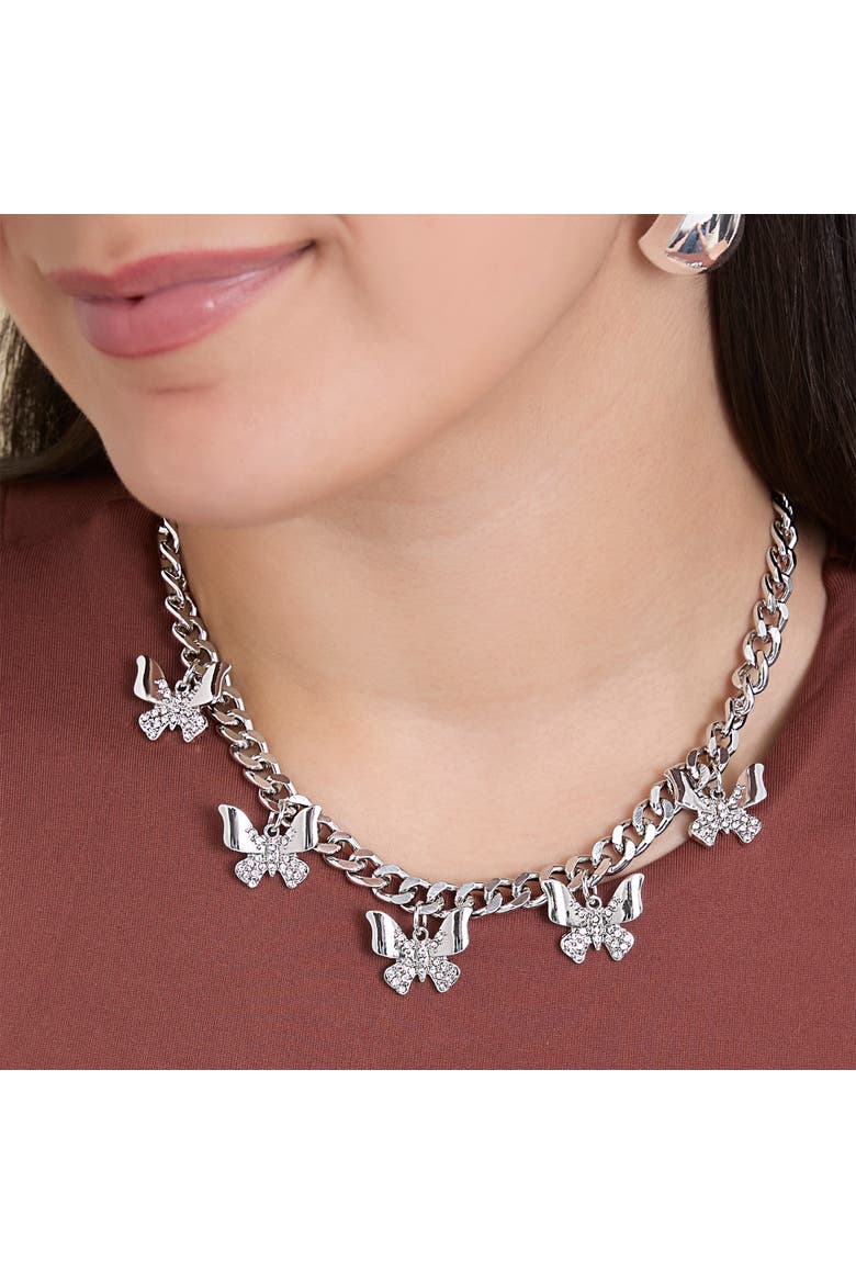 Chunky Butterfly Necklace, Alternate, color, Silver