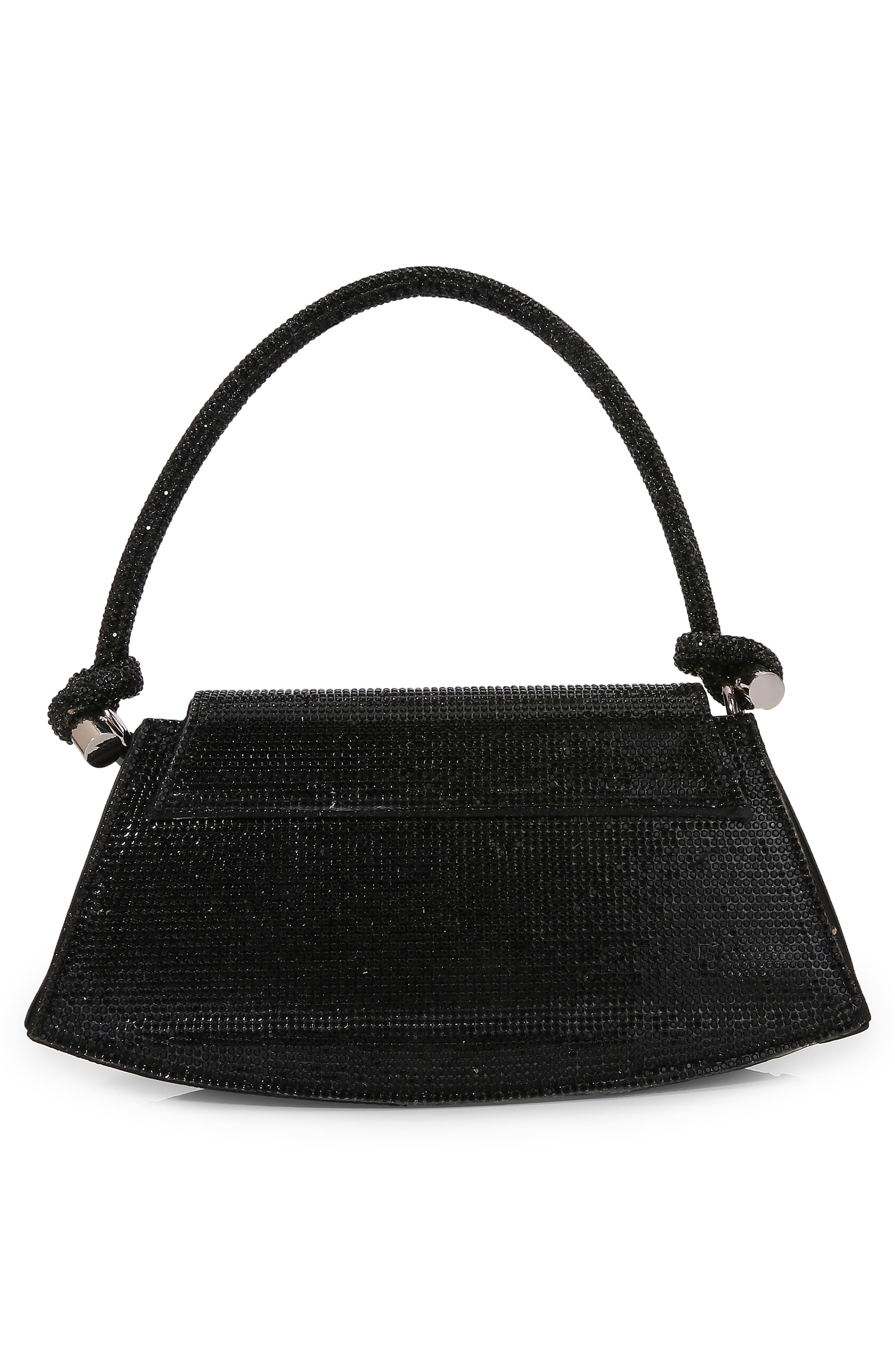 Rhinestone Curved Bottom Shoulder Bag, Alternate, color, BLACK