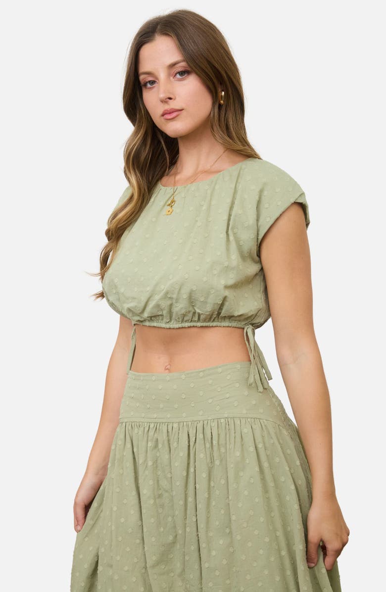 Blu Pepper Side Tie Swiss Dot Crop Top, Alternate, color, Olive