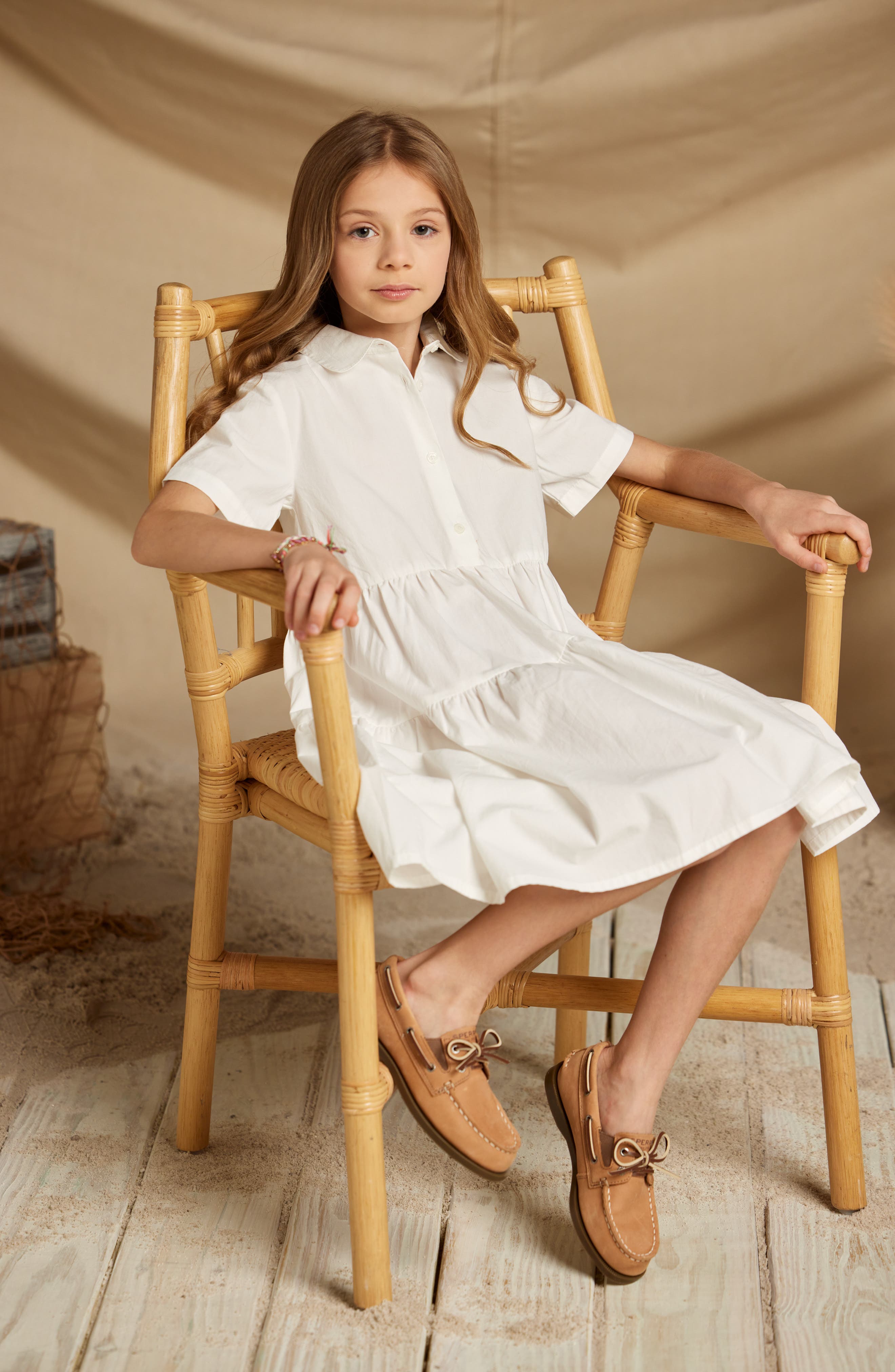 Sperry Kids' Authentic 2-Eye Nubuck Boat Shoe, Alternate, color, Chestnut