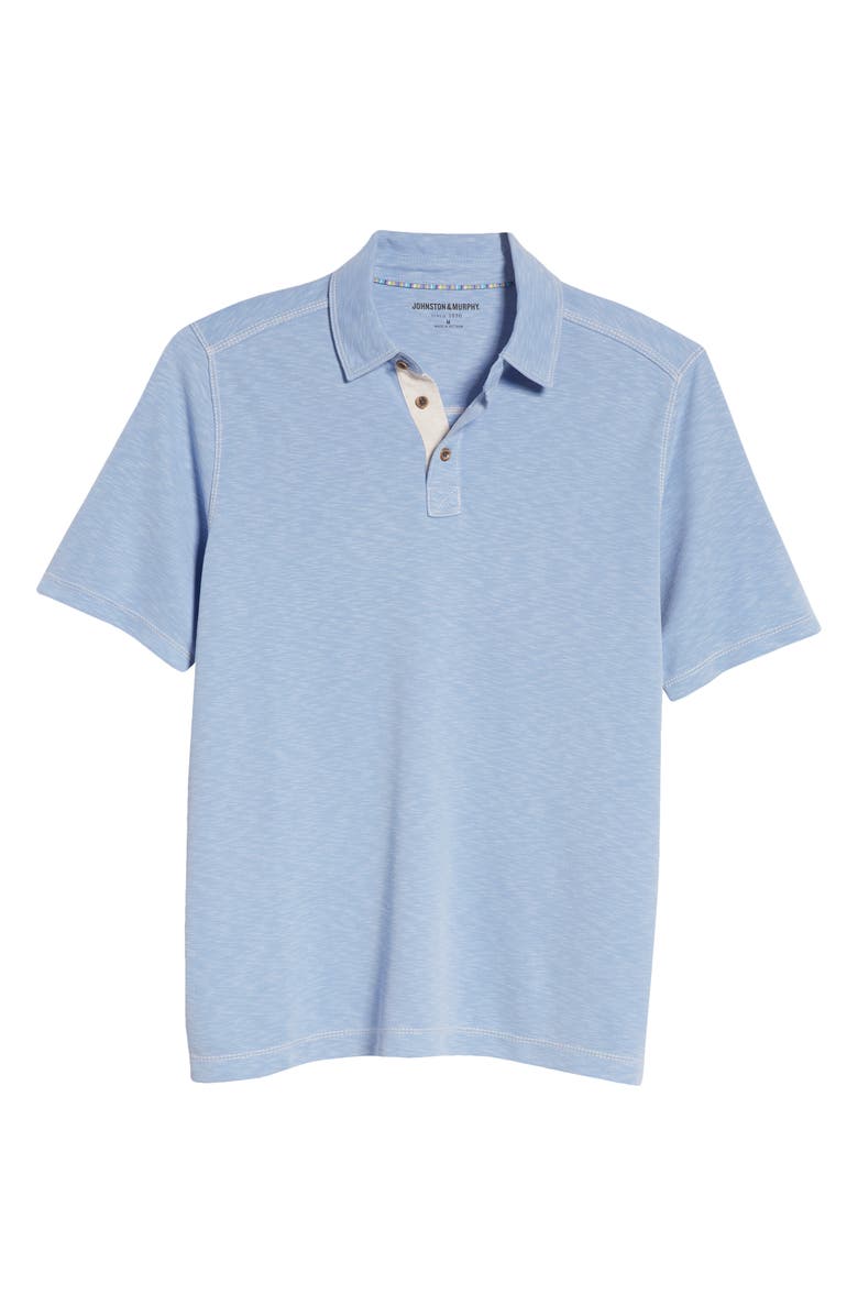 Johnston & Murphy Slub Men's Polo, Alternate, color, Light Blue