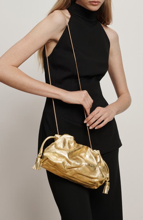 Veronica Beard Small Ruched Metallic Leather Clutch Bag In Gold